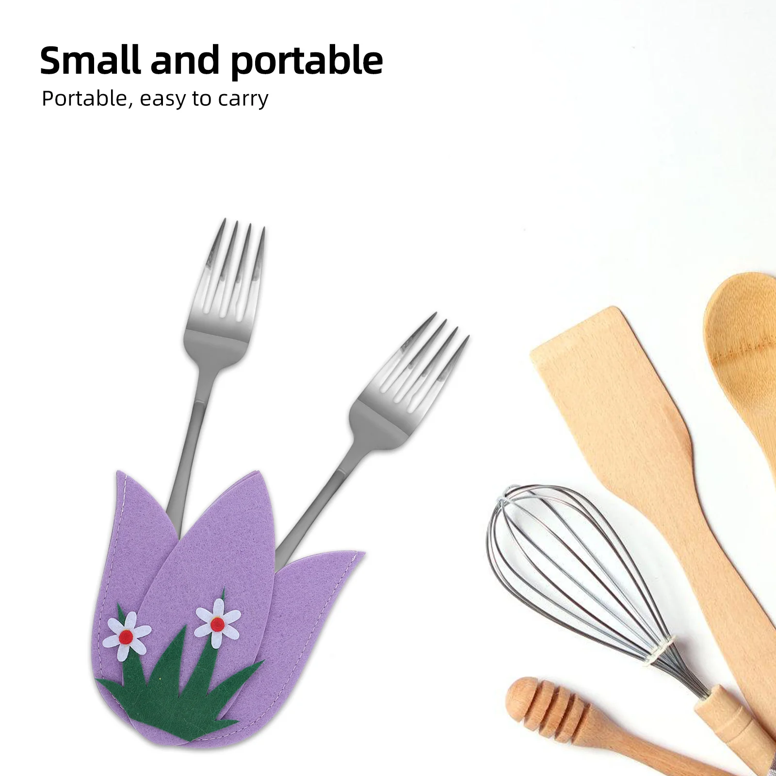 

4 pcs Easter Cutlery Holders Petal Shape Fabric Silverware Storage Pouches For Knife Fork Utensil Organizer Table Decor Party