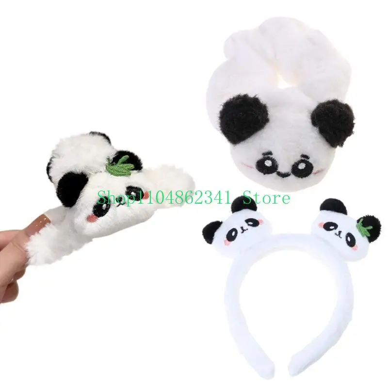 5ASD Cartoon Panda Claw Claw Claw Claw for Women Plush Panda Hair Clamp Jaw Clip Clip Hairband Bight Band Fair Tool Scrunchy