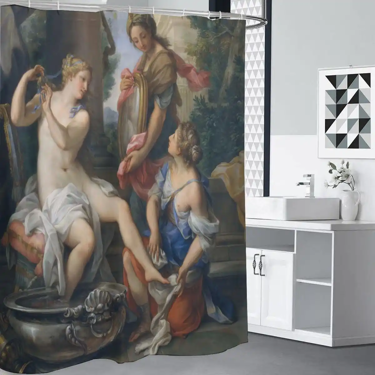 Classical Mythology Art Shower Curtain Vintage Roman Goddess Bathroom Decor Waterproof Shower Curtain Liner