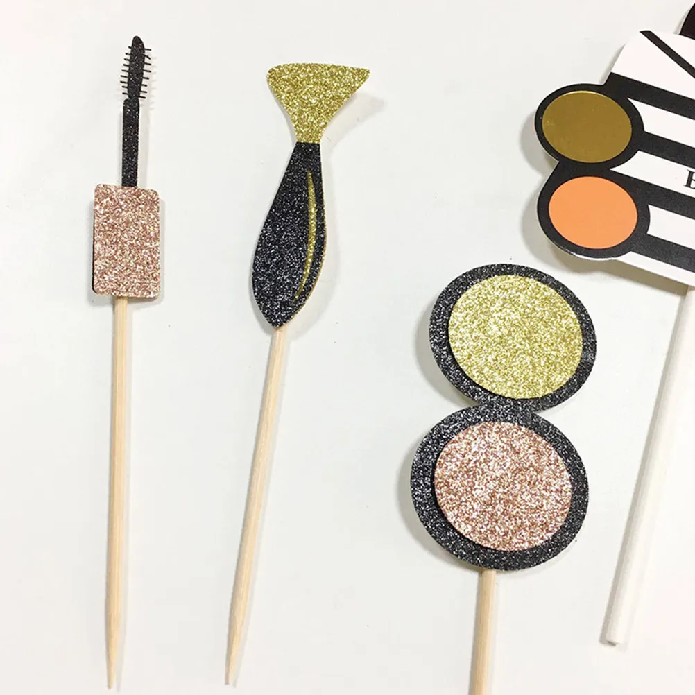 7Pcs Food Safe Paper Cake Toppers Lipstick Bag Style Decorative Picks for Wedding Birthday Dance Party Dessert Table