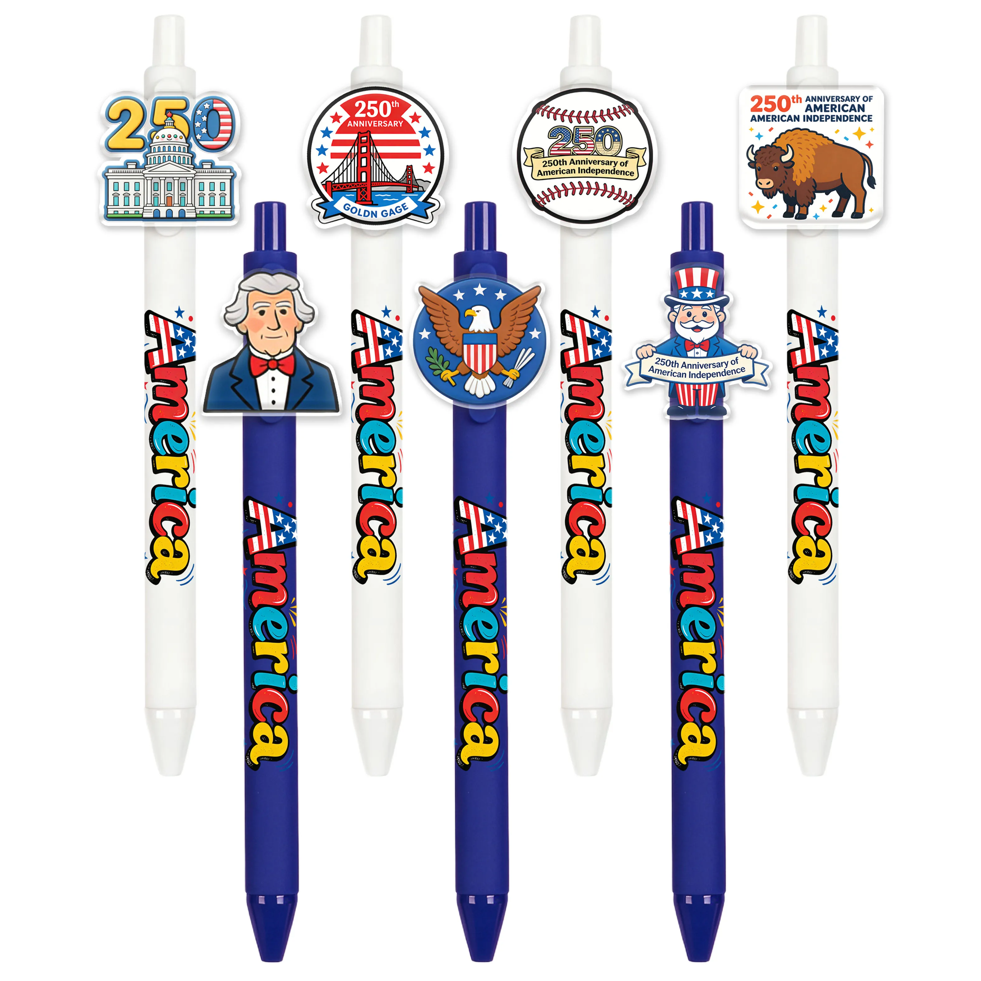 

Набор из 10/16 ручек к 250-летию Америки 2026 года, подарочные шариковые ручки ко Дню независимости, для студентов и офиса