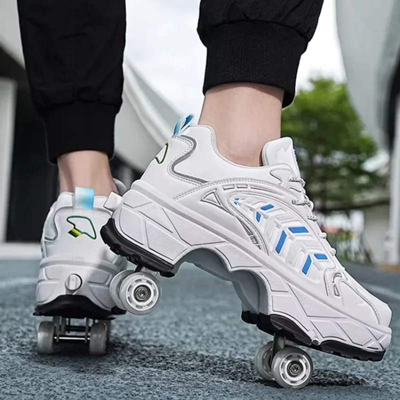 

Повседневные роликовые коньки, 4-колесные туфли для паркура, обувь для роликовых коньков, городская уличная спортивная обувь, четырехколесные деформирующие коньки
