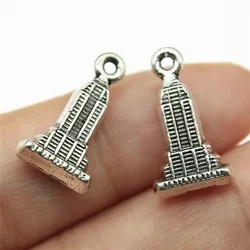 WYSIWYG 10pcs 18x10mm Skyscraper Charms DIY Jewelry Findings Antique Silver Color Antique Bronze Color For Jewelry Making