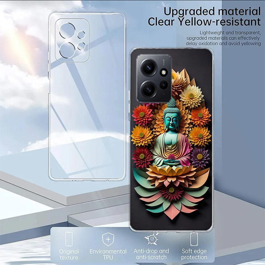 Origami Paper Cuttings Buddha Case For Xiaomi Redmi Note 12 11 Pro Plus 12S 11E 11T 11S 10 10S Phone  9 9S 9T 8 8T Pro 7 6 5 Cov