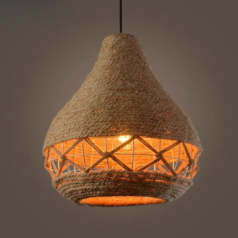 

American country hemp rope chandelier loft Nordic retro creative lamps clothing store cafe engineering restaurant chandelier