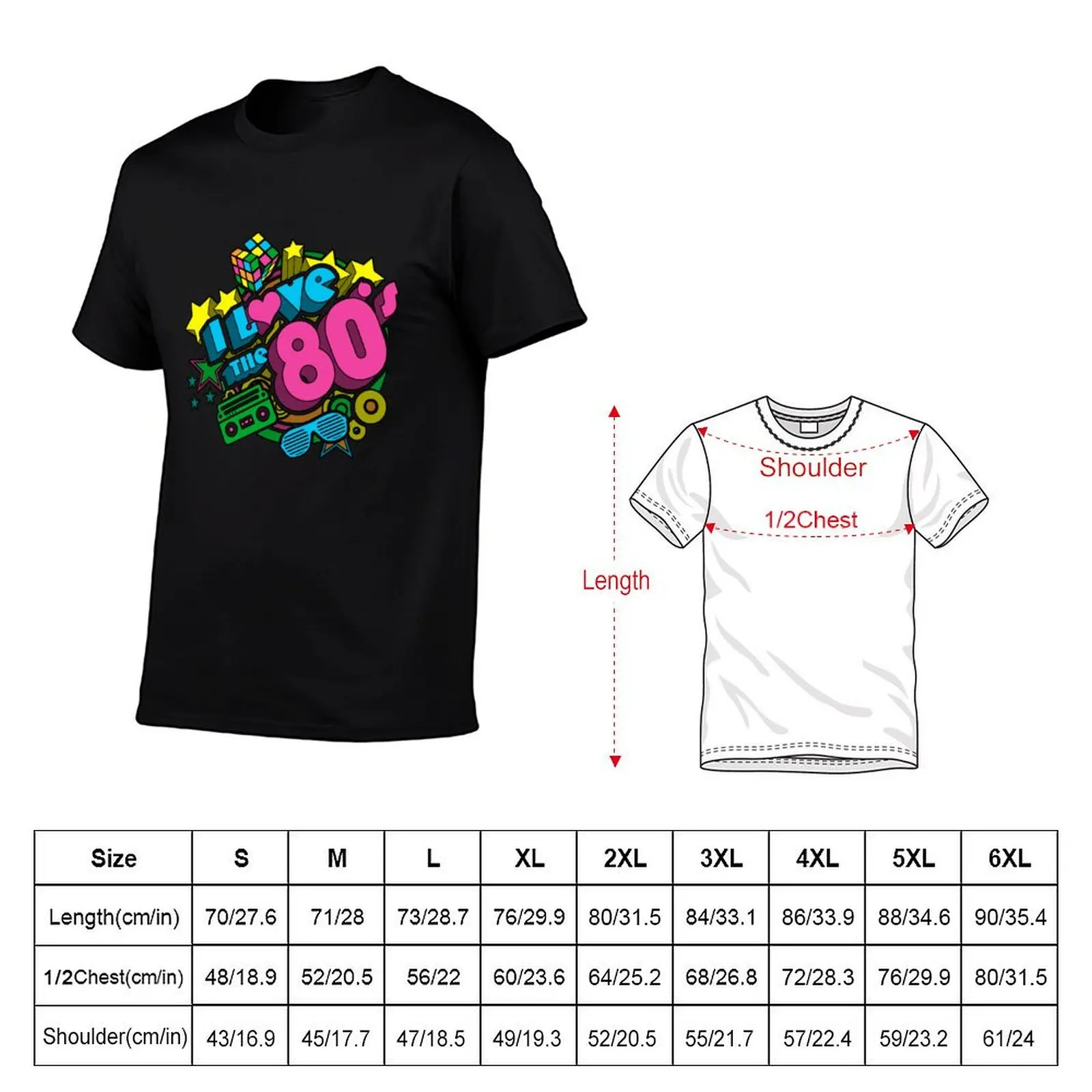 أنا أحب 80s ريترو الثمانينيات ثقافة البوب إرتداد تي شيرت g رجل تي شيرت للرجال رجل تي شيرت القطن الثقيل تي شيرت