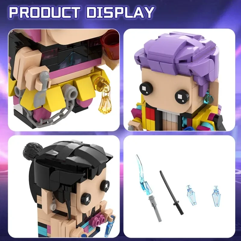 مجموعة مكعبات MOC Demon Hunter BrickHeadz شخصيات كرتونية ميرا زوي لومي نموذج شخصية 519 قطعة هدايا لعبة مجمعة للأطفال #6