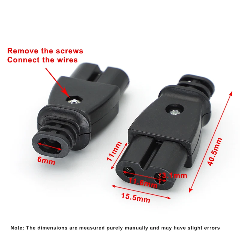 1/2Pcs C8 male power socket C7 female plug power outlet embedded electric connector connector AC 2.5A 250V 8-shaped Plug Socket
