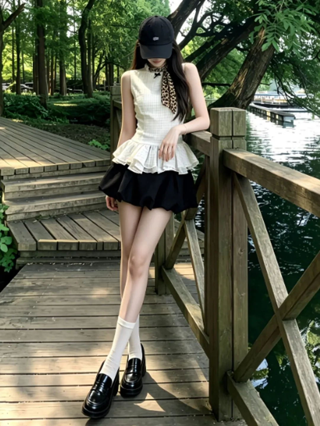 

Korean Style Two-Piece Set Unique Beautiful Vest Top Half-Skirt Summer Fashion Outfit Casual Comfortable Cotton round Neck