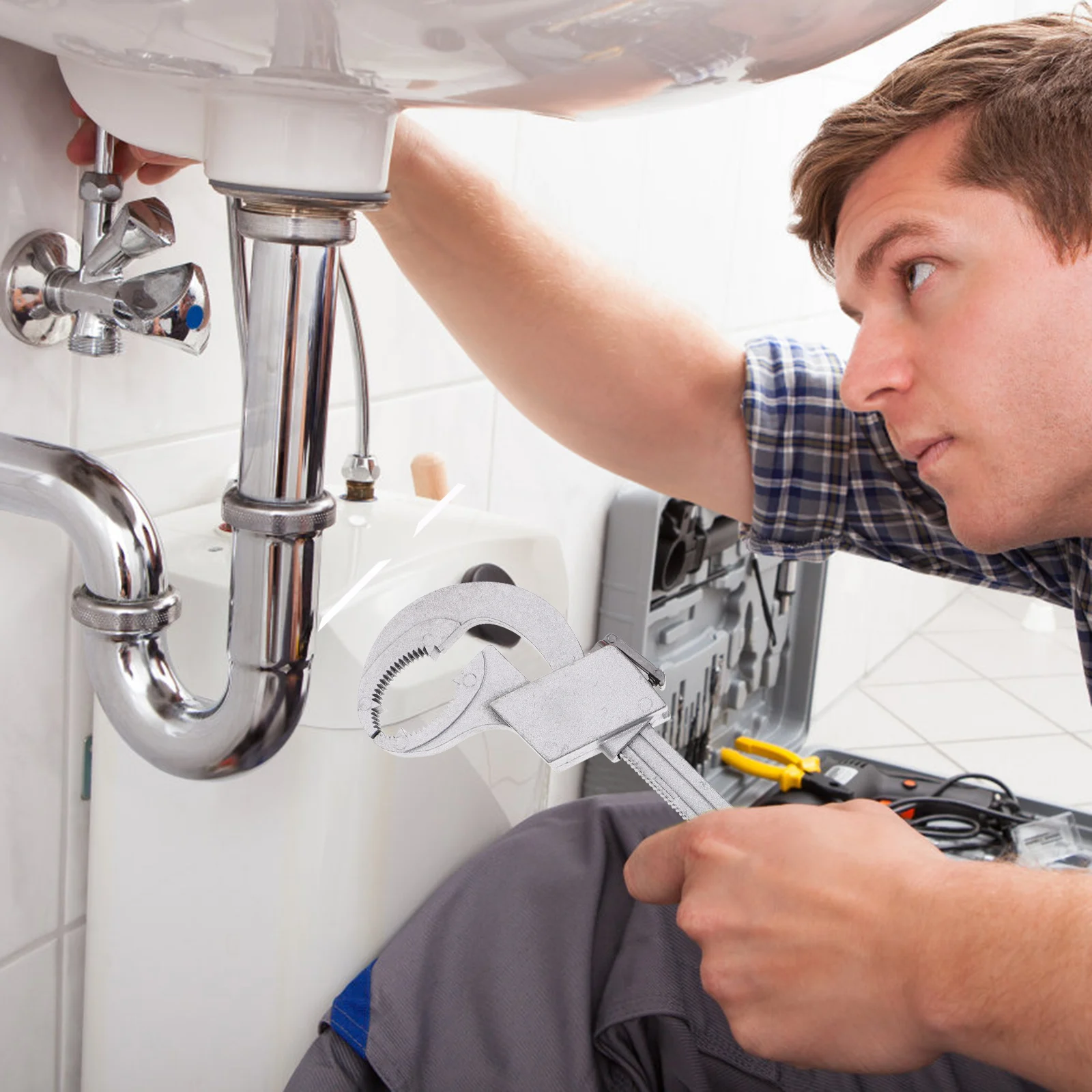 

Aluminum Alloy DoubleEnded Faucet Wrench for Water Repair Universal Adjustable Sanitary Internal Head Home Accessories AntiSlip