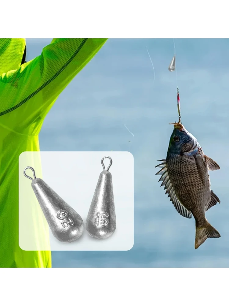 Angelbleie, 10 Größen Tropfenförmige Angelbleie, Bass-Casting Drop-Shot-Gewichte für Salzwasser und Süßwasser