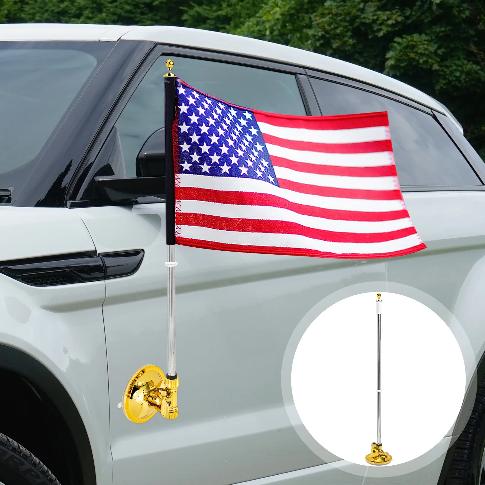 

Suction Cup Flag Holder for Car Chrome Metal Base Non Damage Flagpole Banner Display Stand UK Flag Bracket