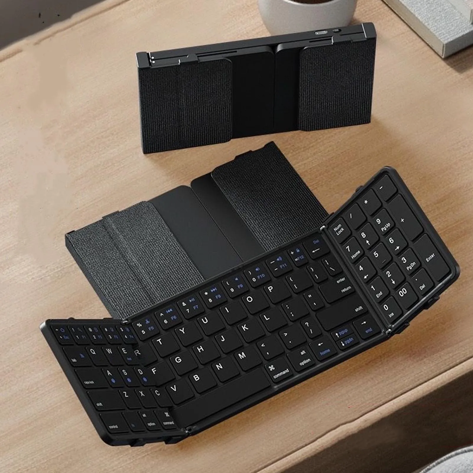 

Foldable Bluetooth Keyboard Compact Folding Keyboard PU Leather Cover 12 Function Keys 3 Devices Connection for Outdoor Travel