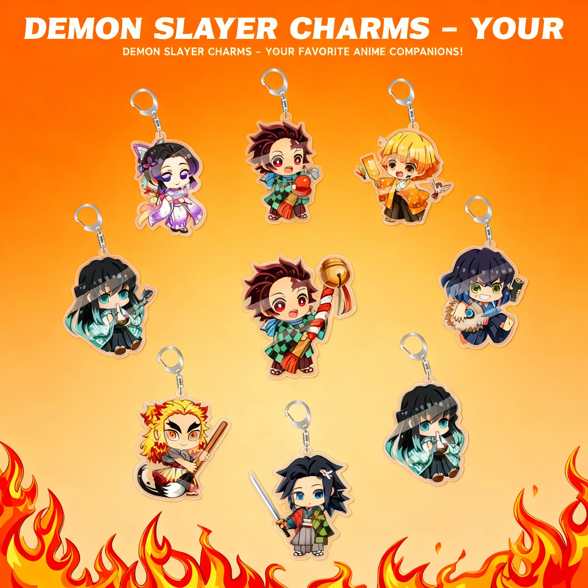 

Demon Slayer Kimetsu No Yaiba Nezuko Kamado Tanjiro Tokito Muichiro Acrylic Double Sided Keychain Pendant Transparent Anime