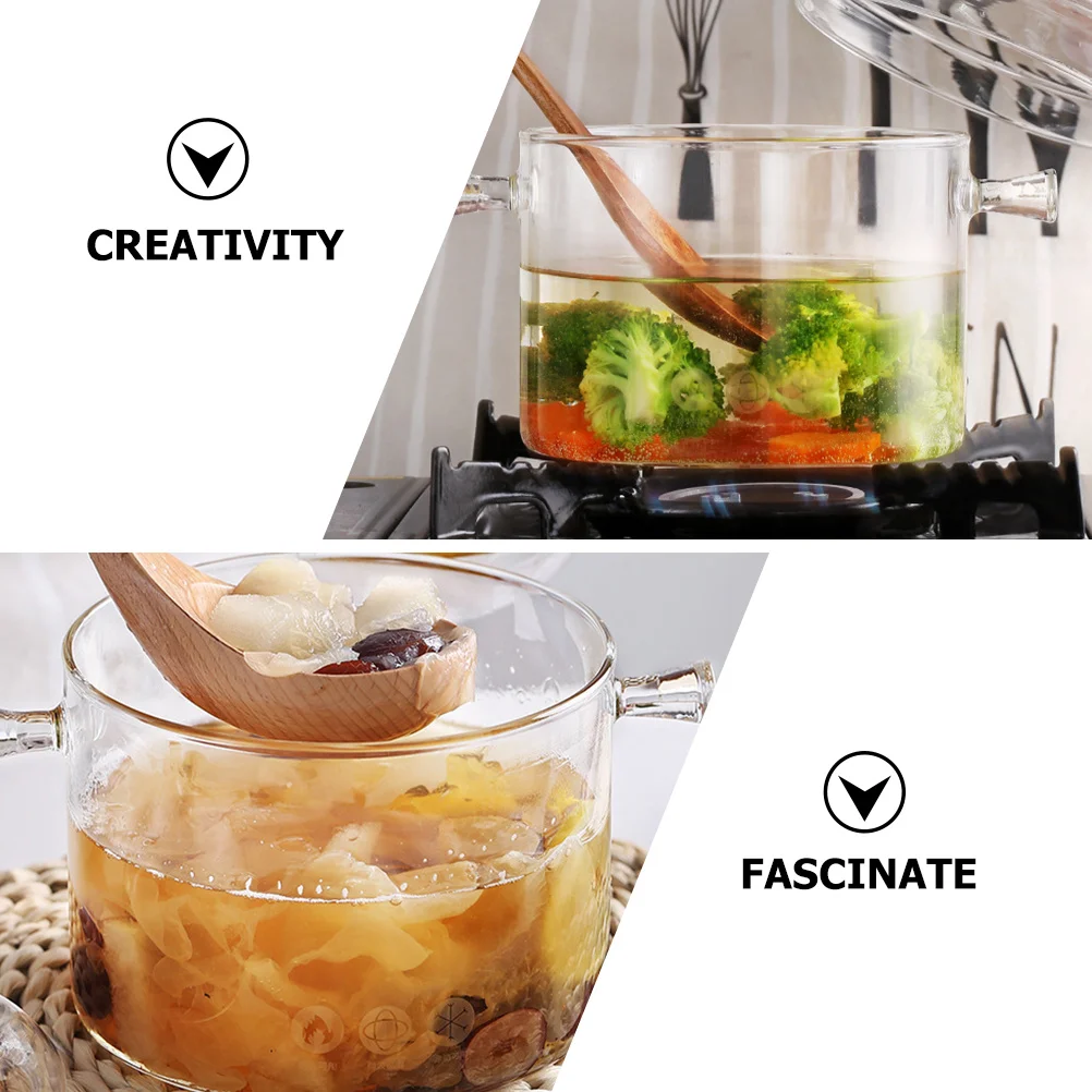 

Glass Stew Pot Double Handle Heat Resistant Kitchen Cooking Pots Soup Container Household Braised Chicken Noodle Pot
