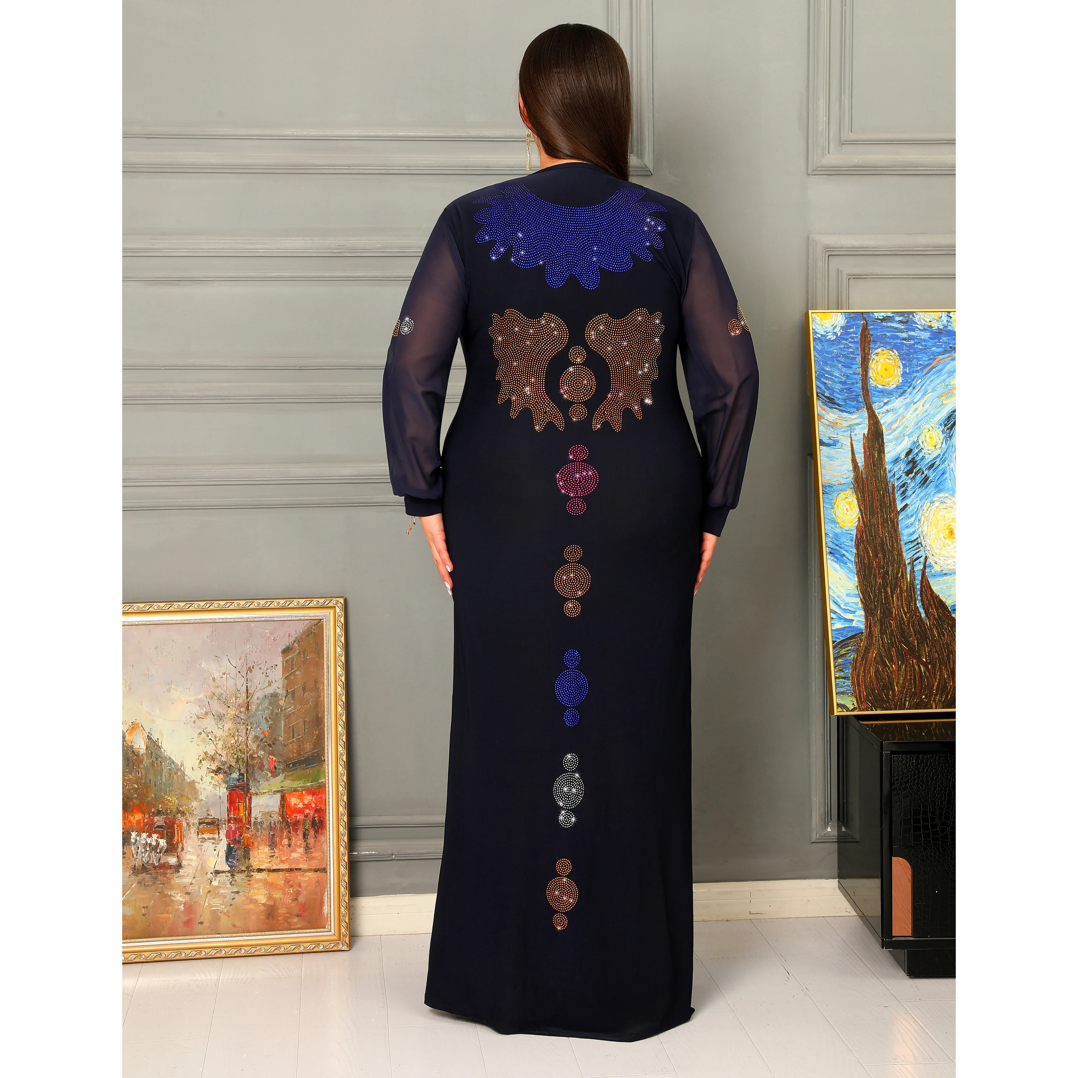 Muslim Dress Women\'s Long Dress Dubai Abaya Delicate Butterfly Pattern Chiffon Sheer Long Sleeve Party Birthday Party Everyday