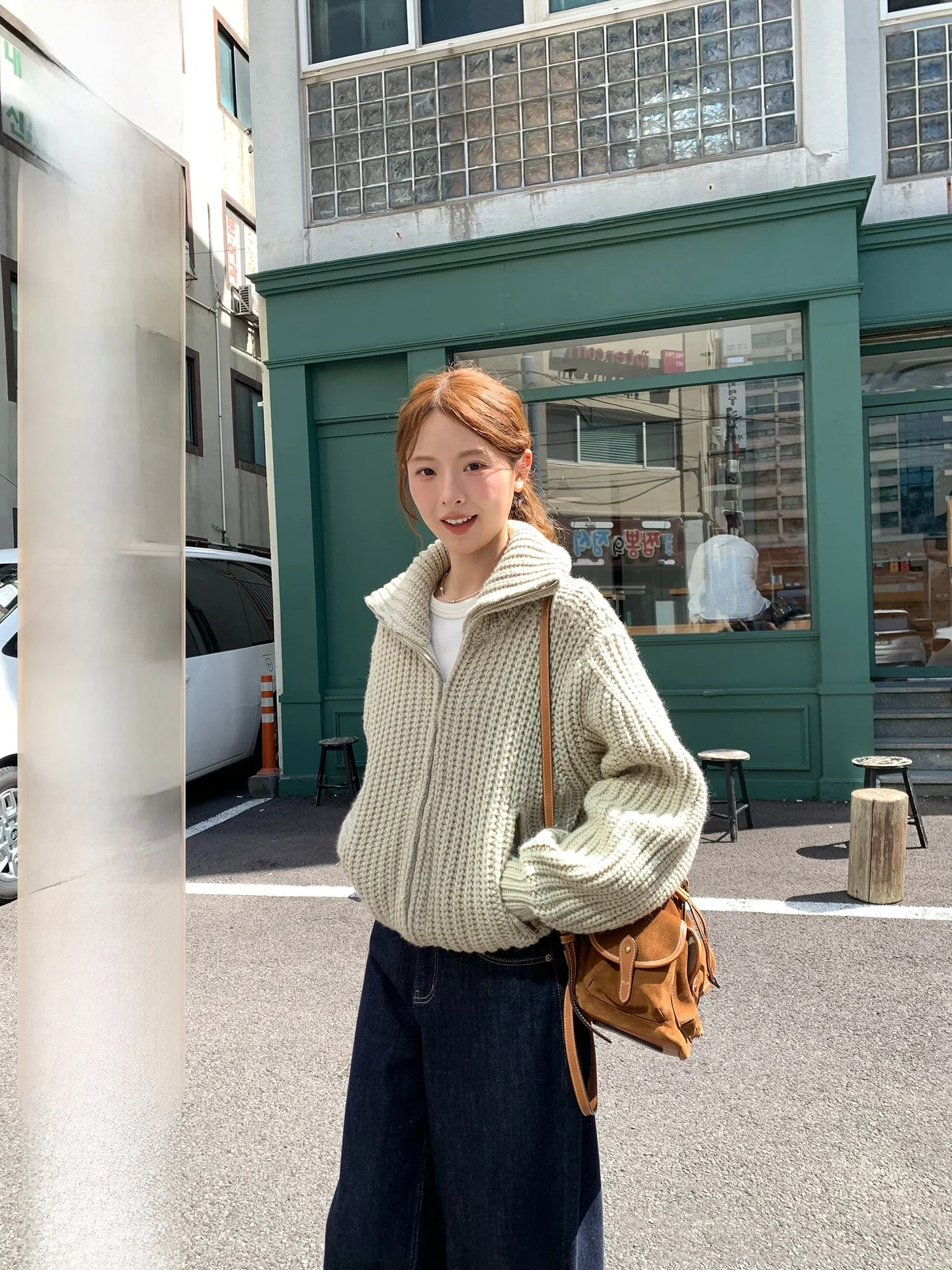 

WHYSTUDIOlemair Heavyweight Thi Needle Four Color Dyed Mixed Fiber Stand Collar Turn Collar 2ways Sweater Coat Women's Faion