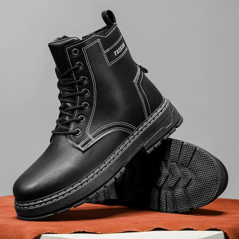 Men's High-Top Leather Combat Boots | Durable & Stylish | Work & Casual Footwear