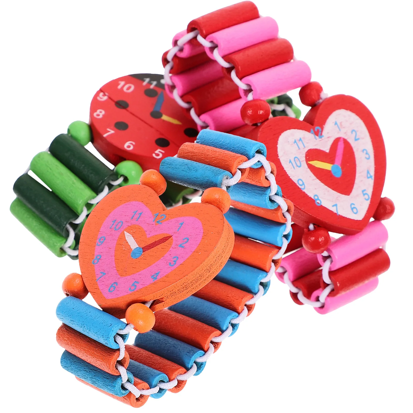3pcs Wooden Watches For Kids Cartoon Wood Wristwatches Children Simulation Watch Gift Wood Crafts Kids Watch Child Bracelet