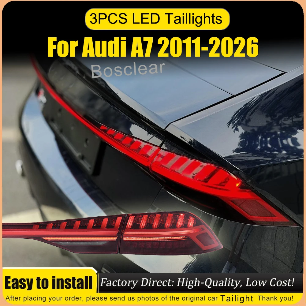 Car Taillights Assembly for Audi A7 2011-2026 LED Headliight Auto Rear Back Lamps Upgrade Audi Design Plug and Play Accessories