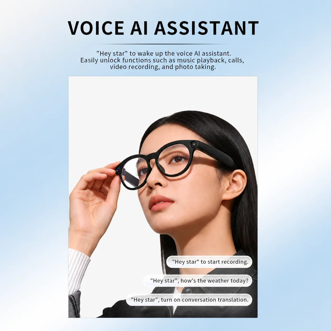 CY05 All-in-one Smart Camera Glasses Hands-free First-person Vlog Capture 1080P HD Record Real-time Translation Outdoor Travel