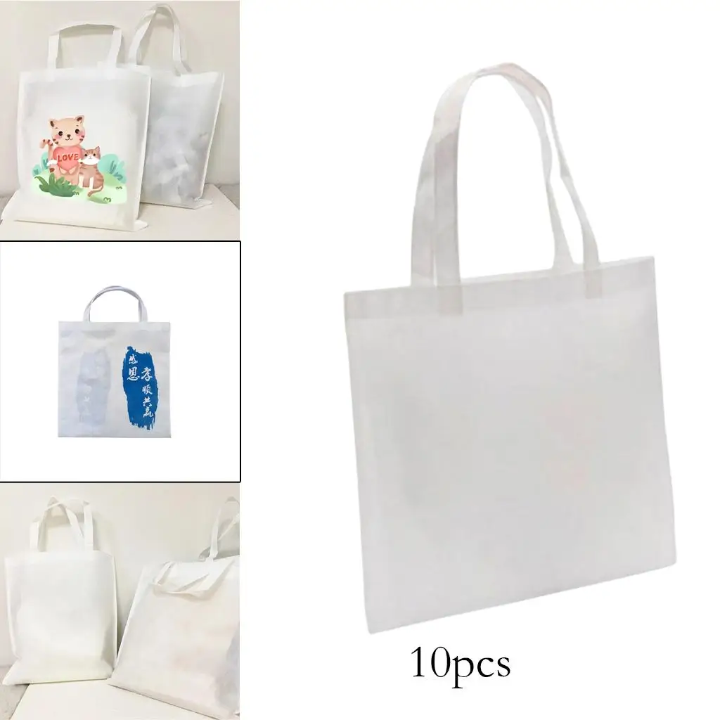 10pcs Lightweight Sublimation Shopping Bag DIY Grocery Tote Bag with Handles