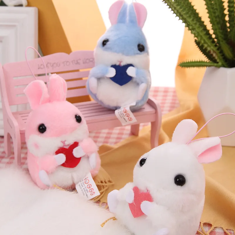 new Cute Love Rabbit Plush Pendant Three Color Doll Keychain Couple Backpack Pendant Cute doll couple gift