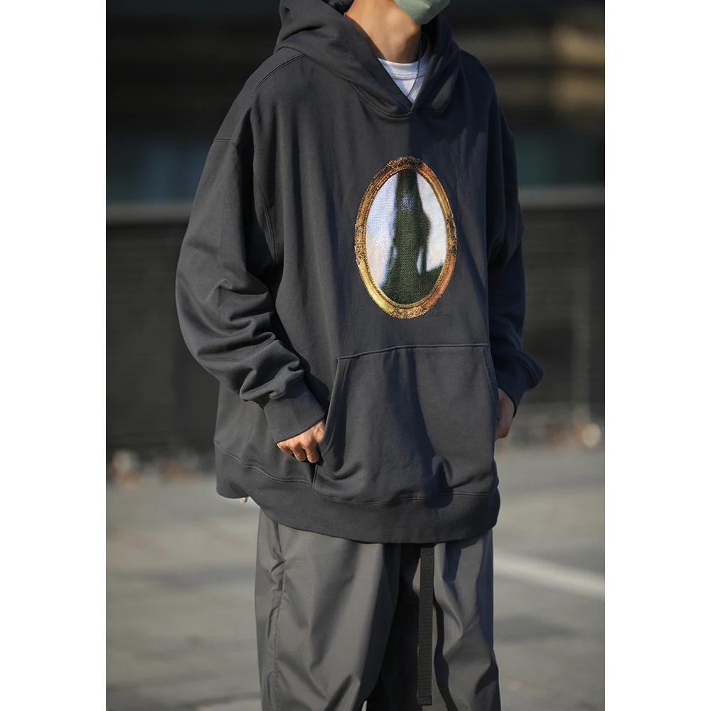 

Ретро-американский худи свободного кроя с принтом, повседневный пуловер с капюшоном, молодежный тренд, осенняя одежда