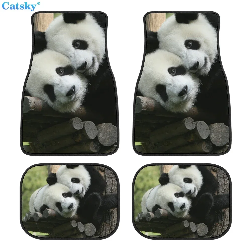 

Panda Cute Animal Car Floor Mats Universal Front/Rear 4 Pieces Interior Accessories Rug Car SUV Truck Floor Mats Rubber Pattern