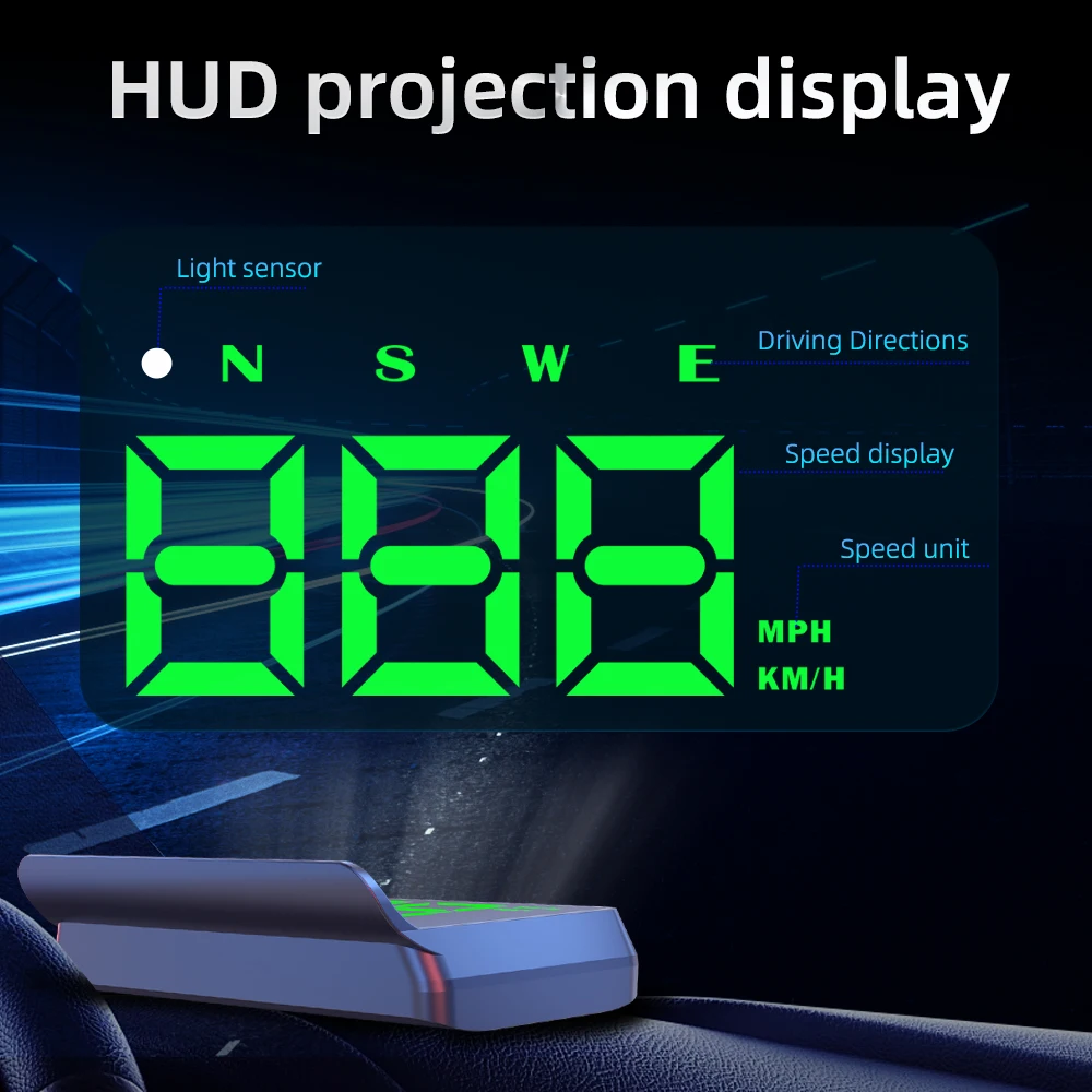 MAIMEIMI W2S HUD GPS شاشة عرض علوية لإلكترونيات السيارات عرض رقمي KMH ، ملحقات عداد سرعة السيارة MPH لجميع السيارات