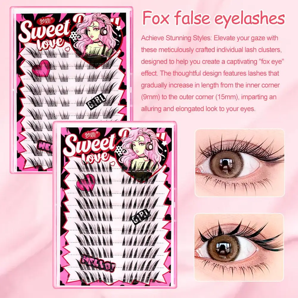 Fox série cílios postiços naturais grossos diy extensões de cílios ferramenta de maquiagem natural beleza cílios s0e4