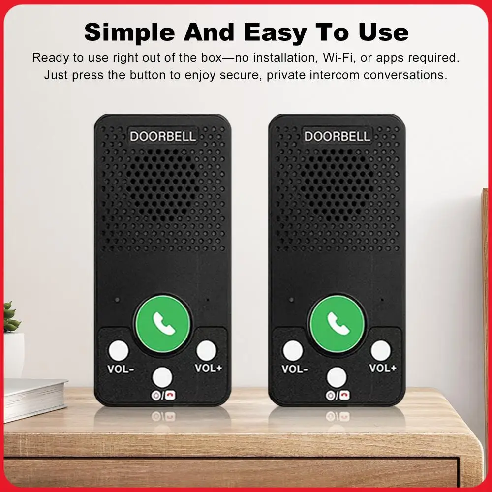 2 Way Voice Intercom with 4 Chimes 8 Volume Levels Hands-Free Wireless Intercom System for House Home Factory Office