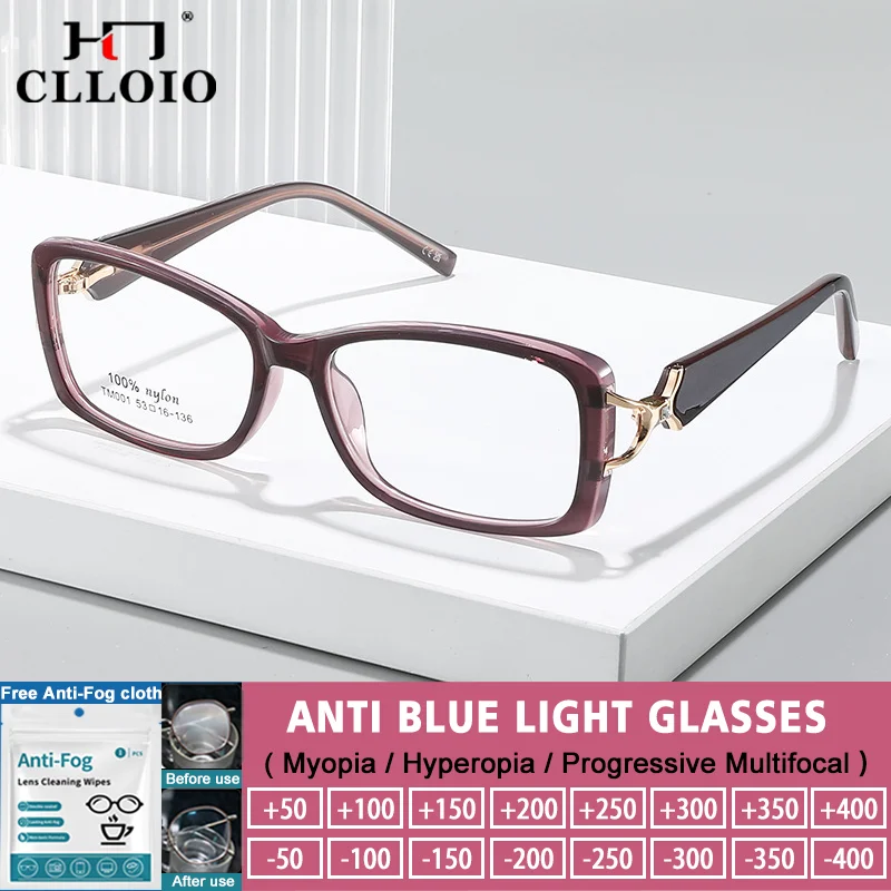 

Очки CLLOIO: повседневные ретро-очки для коррекции близорукости, женские компьютерные очки в квадратной оправе, с защитой от синего света, прогрессивные очки для чтения