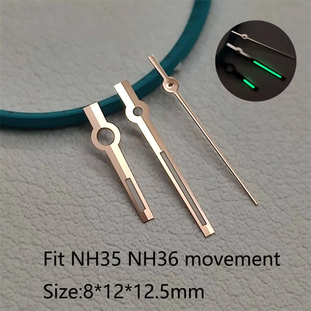 8*12*12.5mm NH35 Watch Accessories Hand for NH35 NH36 Movement Watch Needle Hands for Datejust Green Luminous Silver Gold