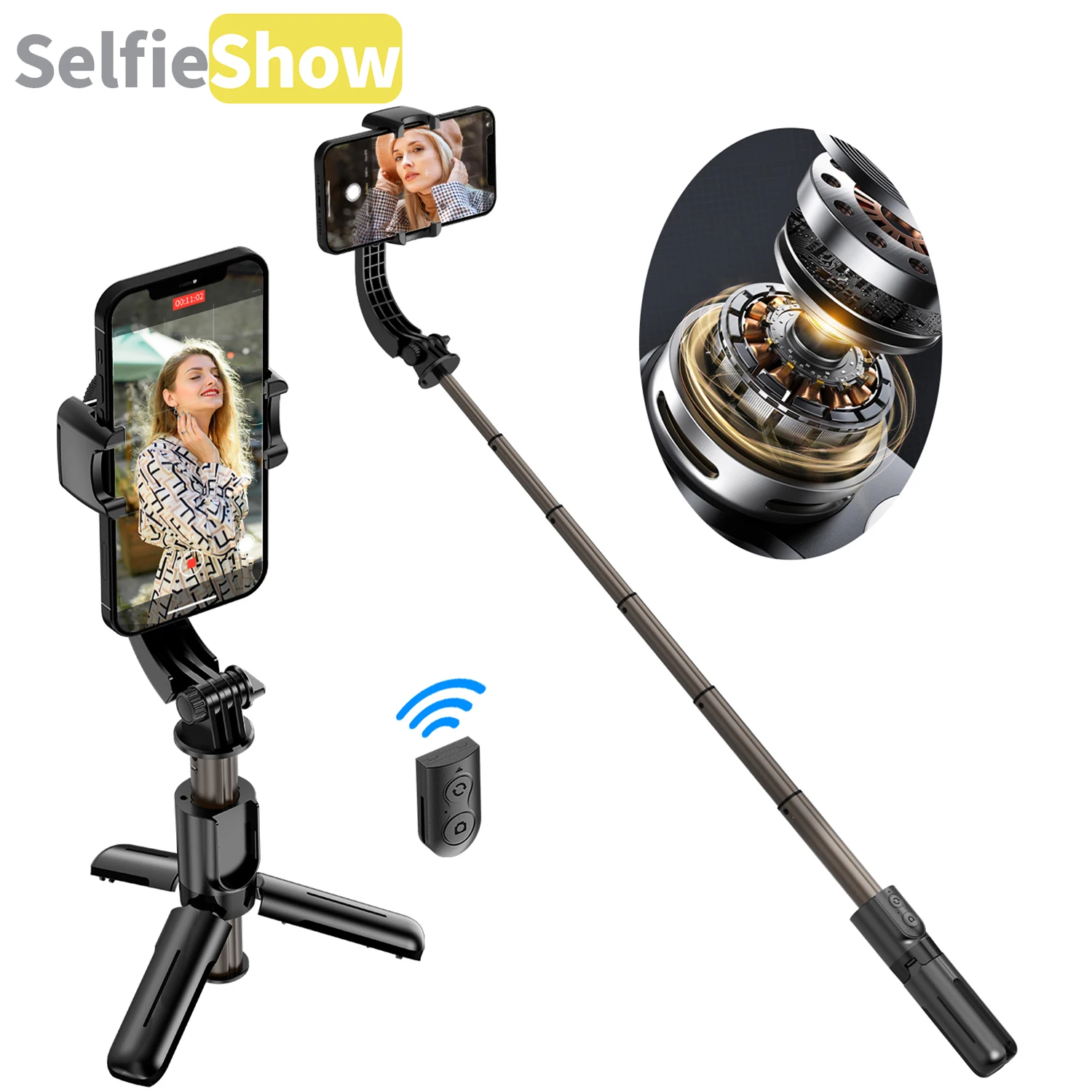 

Selfieshow L08MINI 690mm Bluetooth Wireless Tripod Selfie Stick Handheld Gimbal Phone Stand for Xiaomi Samsung iPhone Huawei