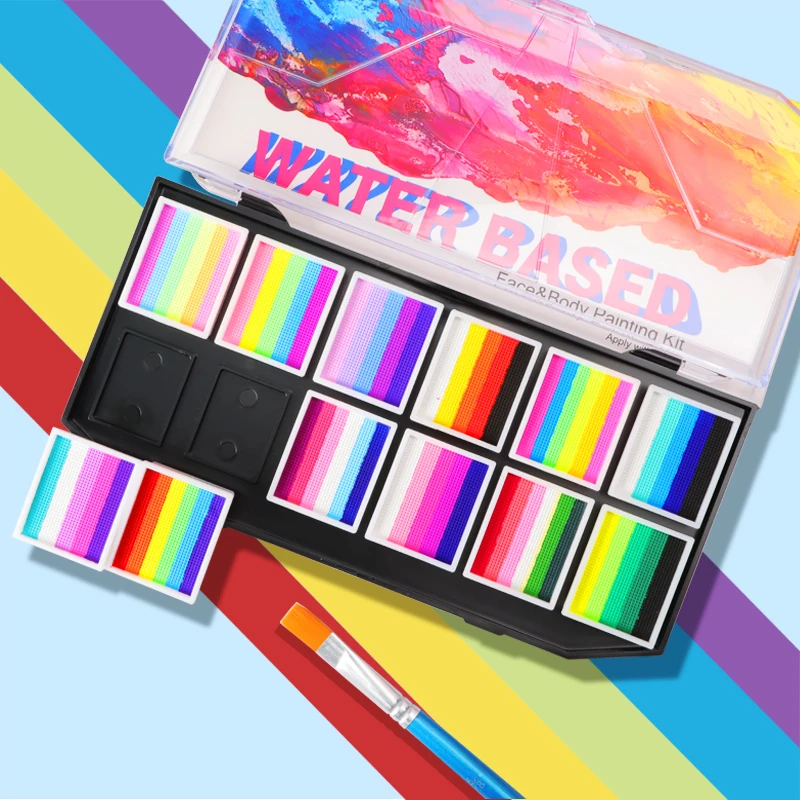 12-Color Water-Soluble Rainbow Palette For Kids' Face & Body Painting, Halloween Stage Makeup, And Face Paint