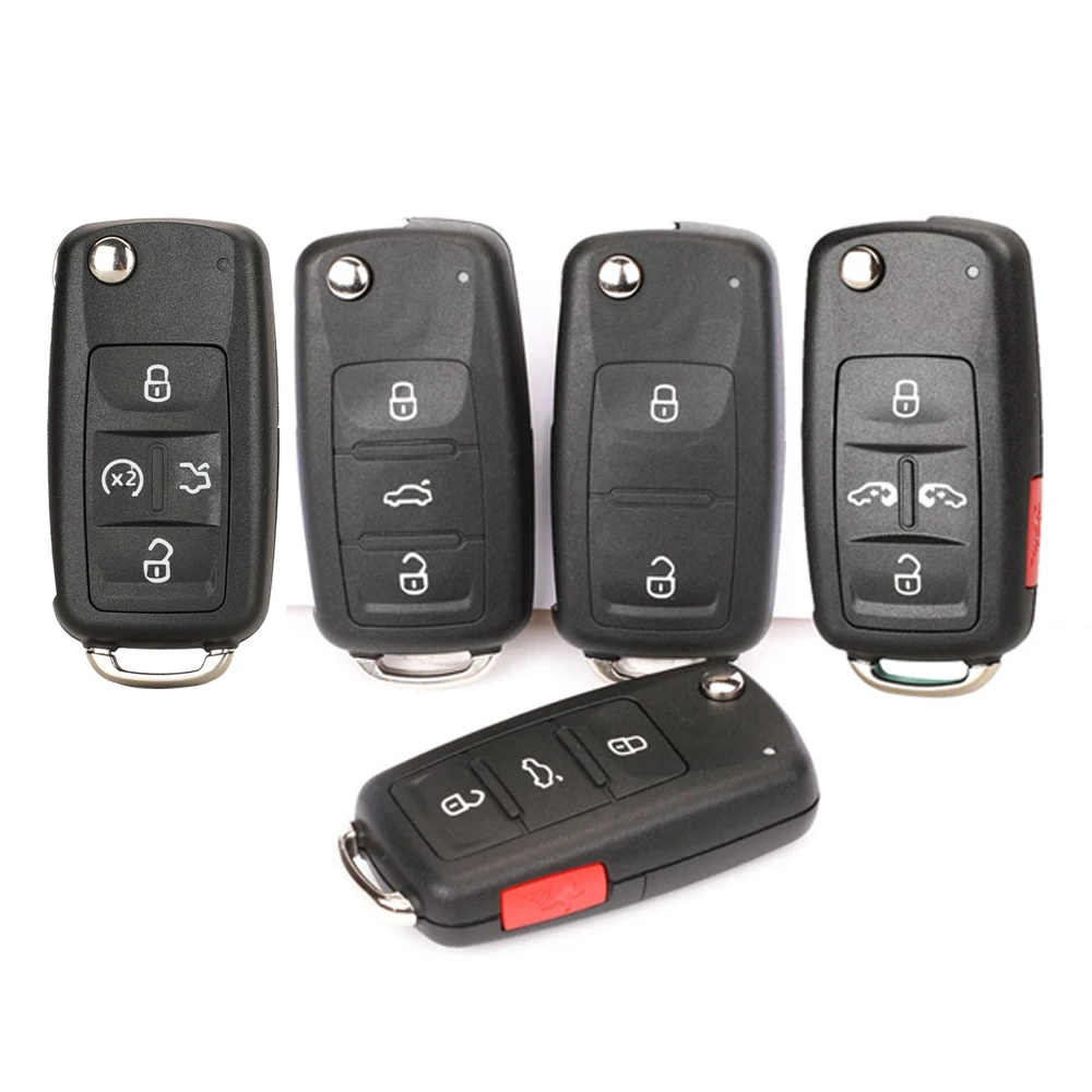 Jingyuqin Flip Folding Remote Car Key Shell Fob For VW Polo Jetta Golf MK6 Tiguan Touareg 202AD 202H 202Q 2/3/4/5 Button KeyCase