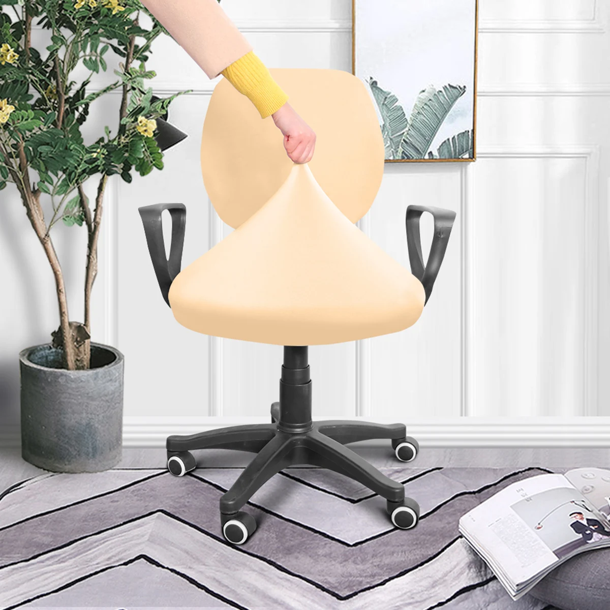 

Elastic Chair Bright Stretchy Seat Protector Split Design For Office Party Banquet Wedding Reusable Cover