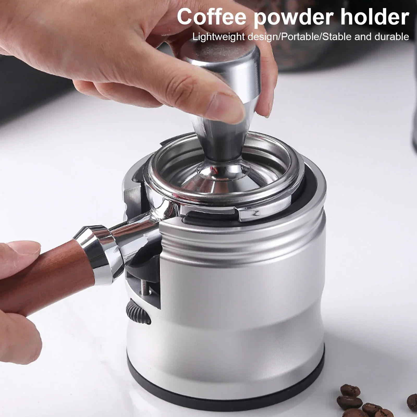 Universal Aluminum Coffee Powder Holder Coffee Machine Puller Filler Table Adjustable Height Espresso Machine Tools for Home Use