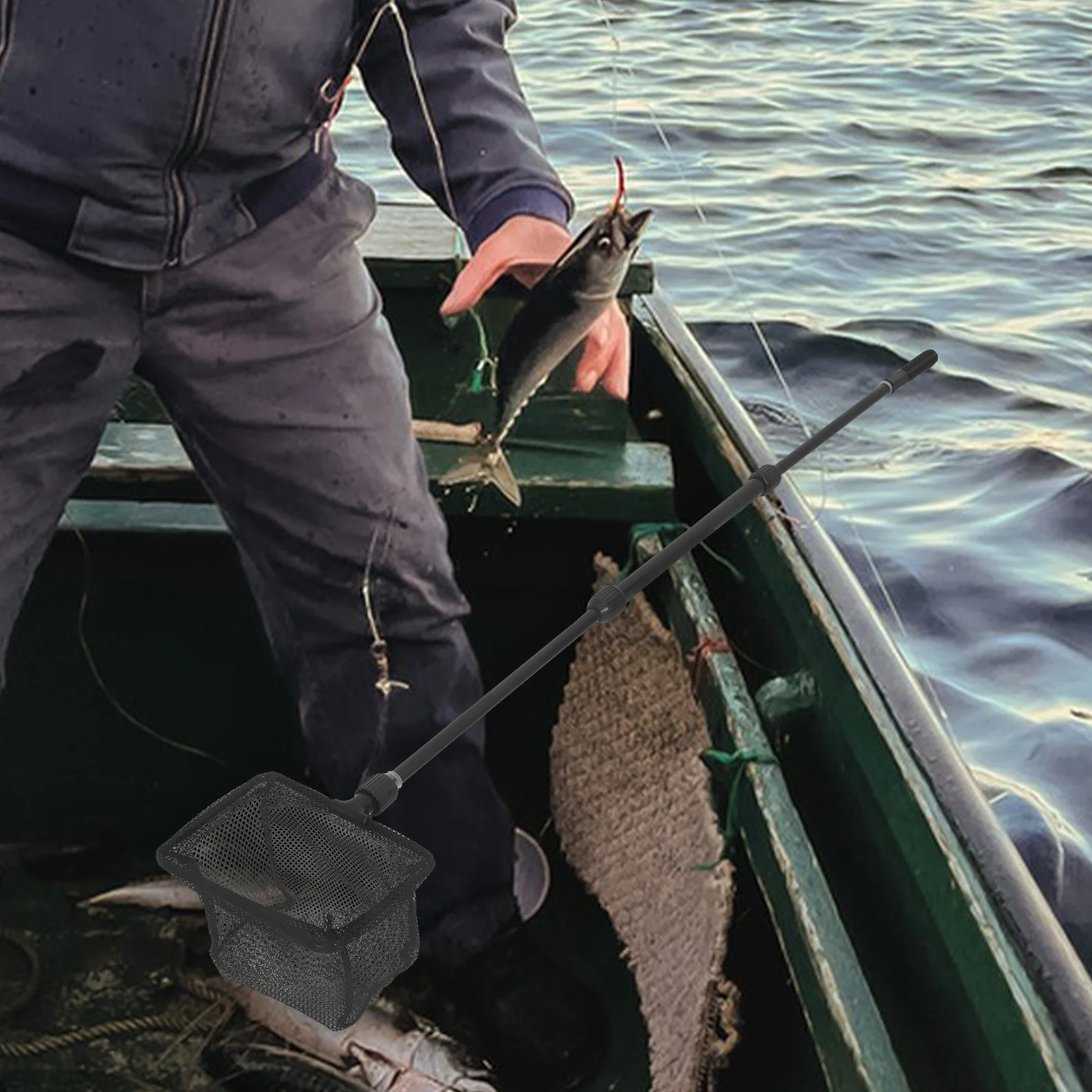 تلسكوبي الصيد شبكة أرضية غير ماصة المغلفة غرامة شبكة Skidresistant ABS العروة تصميم مريح المياه المالحة المياه العذبة S