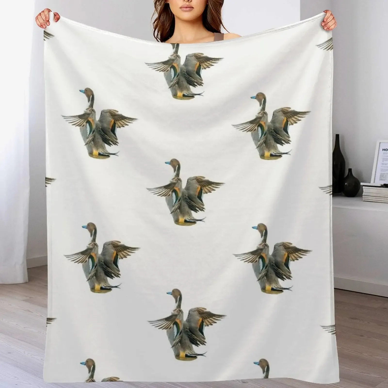 Pintail Duck in a flap Throw Blanket Decoratives valentine gift ideas Blankets