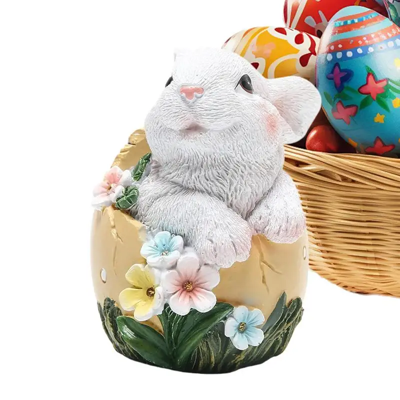 

Home Decor Bunny Figurines Spring Rabbit Table Decor Resin Figurine Centerpiece Egg Home Decor Cute Small Statue Ornament For
