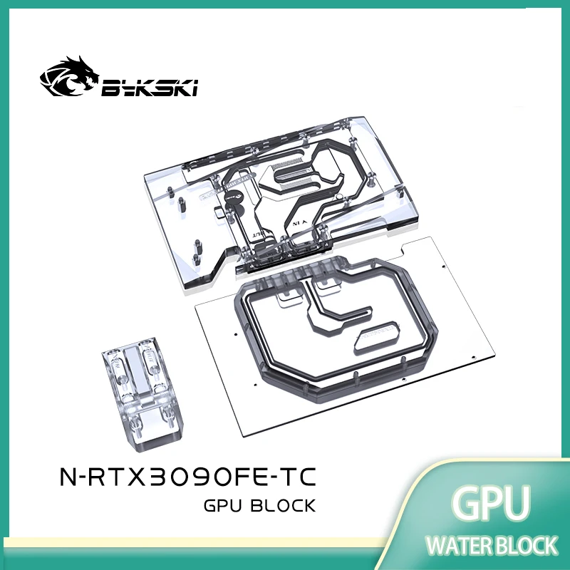 Bykski N-RTX3090FE-TC Water Block Use for NVIDIA RTX 3090 Founders Edition Backplane Water Cooling GPU Card / Copper Radiator