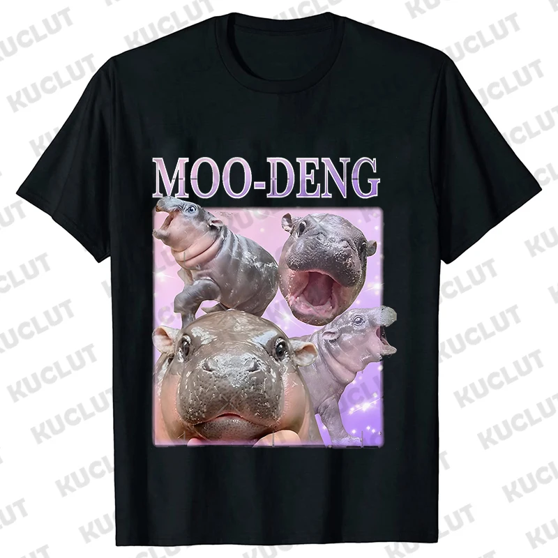 Moo Deng T Shirt Funny Baby Hippo Moo Deng Gang T-shirt Cute Baby Pygmy Hippo Moo Deng T-Shirts Hippo Lover Graphic Tees Clothes