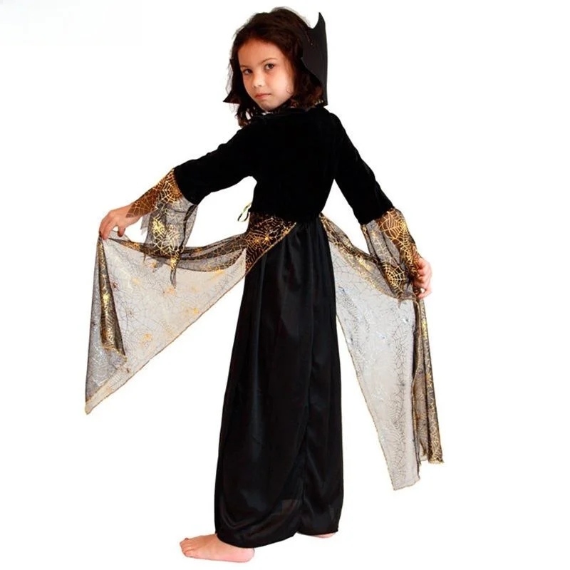 تنورة طويلة مرقعة من Loween Par للأطفال الساحرة Dr Gold Spider Web Me، ملابس نسائية تقليدية من Hanfu #4