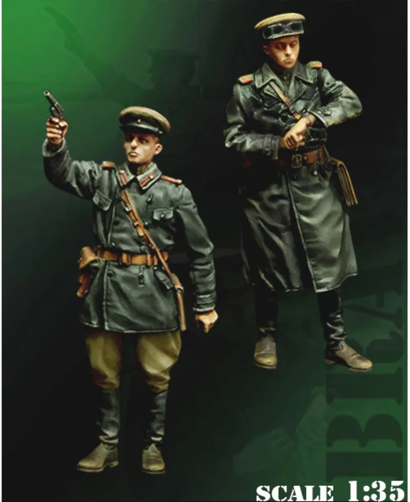 Sammlung im Maßstab 1:35, Hobby-Harzfiguren-Modellbausatz, Geschichte russischer Soldaten und Offiziere, 2 Figuren, unmontiert, unbemalt 988A