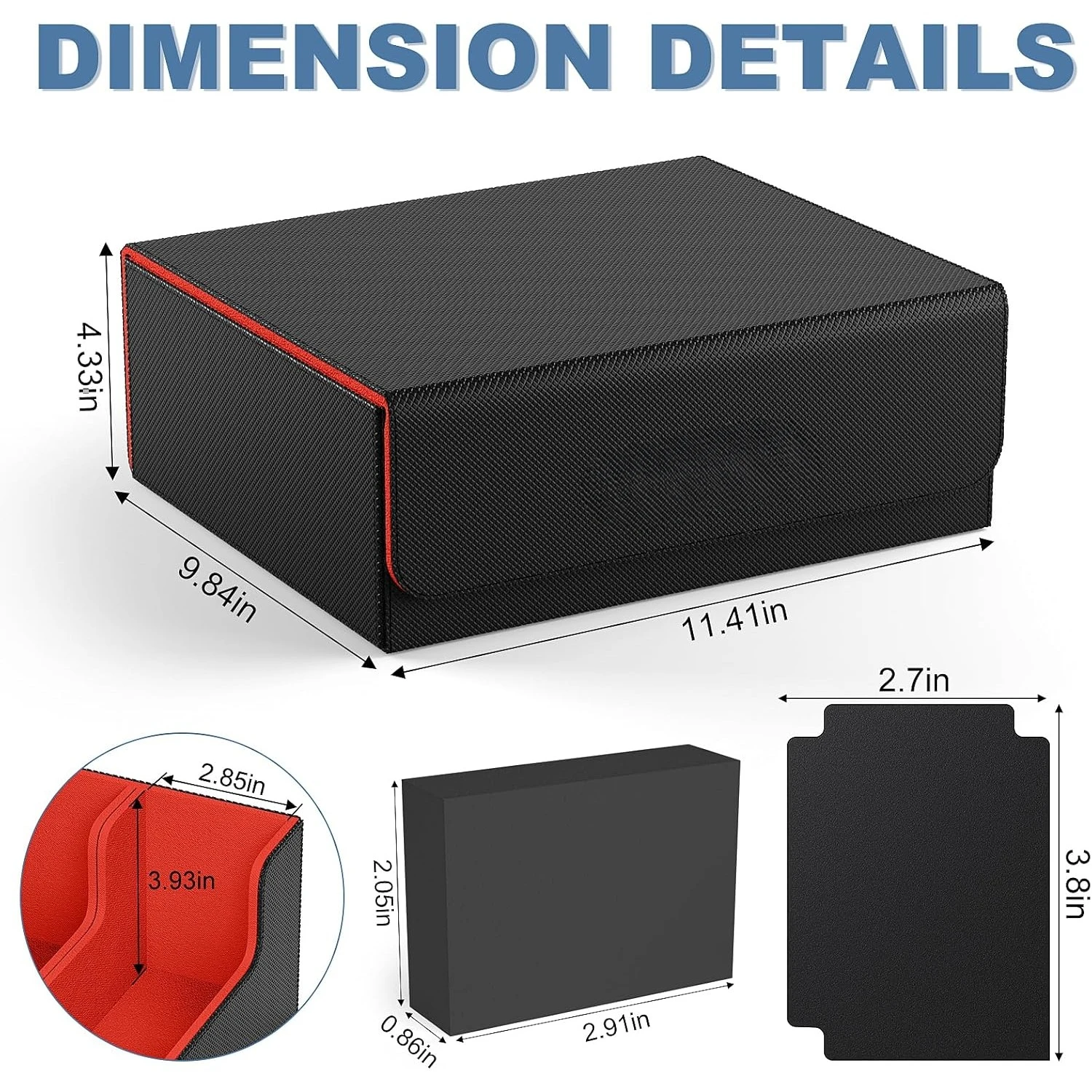 Card Deck Case, 1800+ Trading Card Storage Box with 10 Dividers and 3 Foam Stoppers, Leather Magnetic Closure Commander
