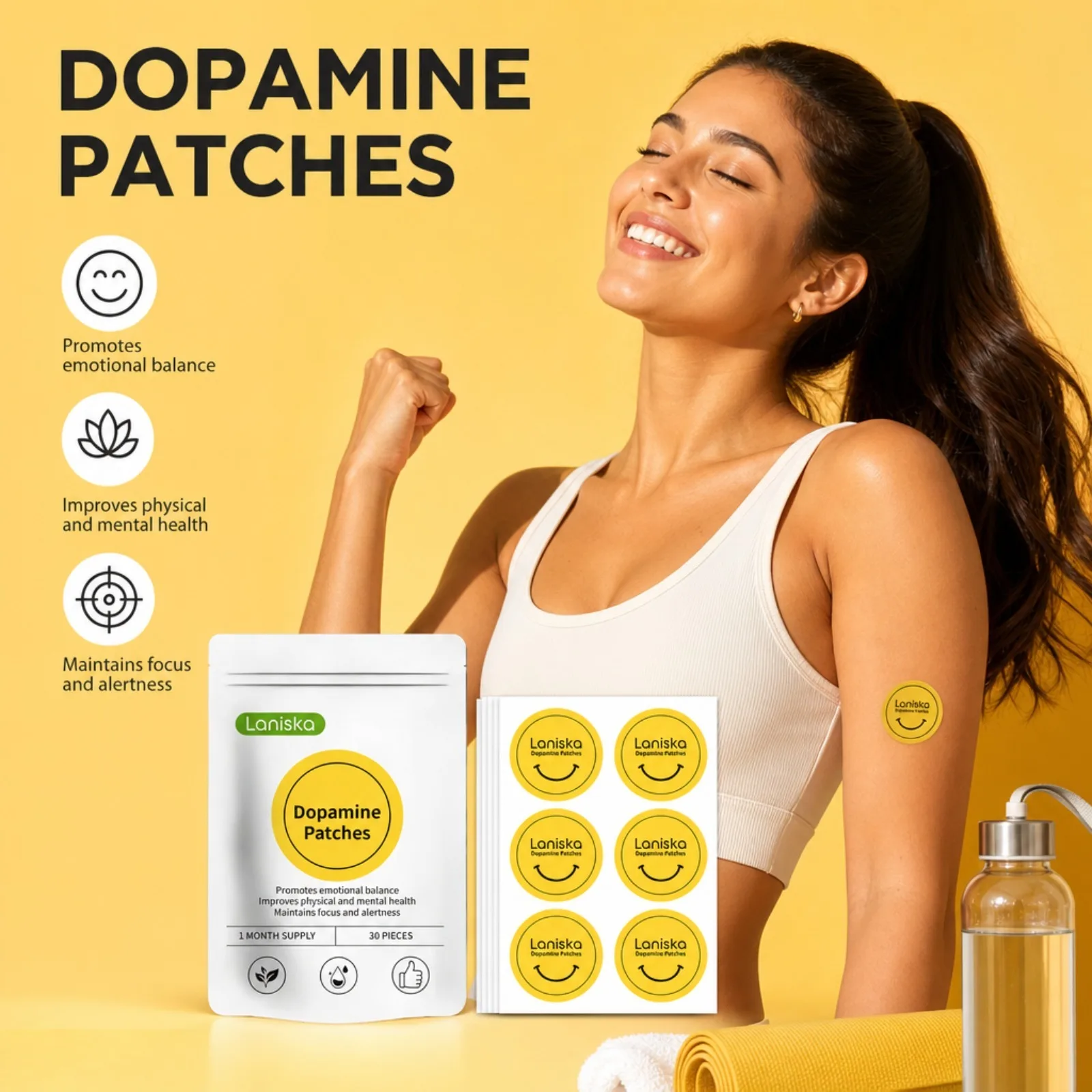 Dopamine Patches Vitality Boost Instant Mood & Focus Enhancement Concentration Aid Wellness Body Care Patch