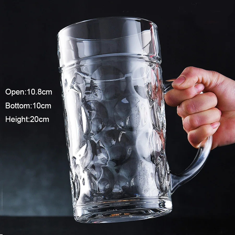 1000ml Transparent Lead Free Glass Beer Mug Craft Beer Mug Large Capacity Glass Cup Hero Cup 1 Liter Beer Mug