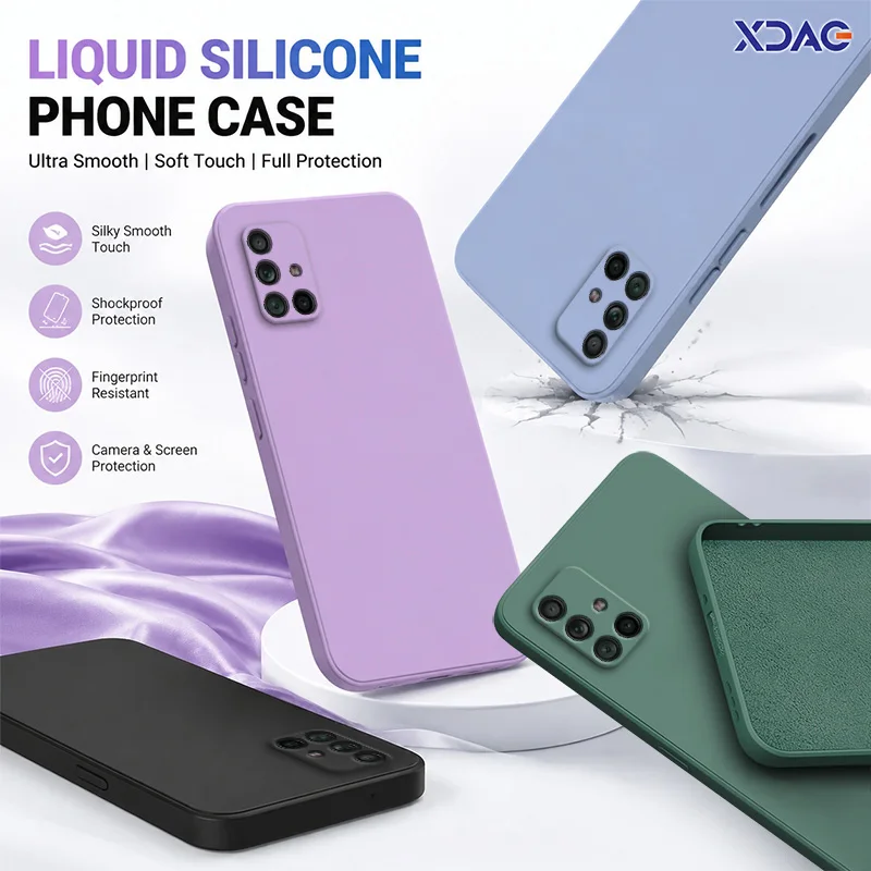 Schlanke Hülle für Samsung Galaxy A11 A21s A31 A41 A51 A71 4G Global, verbesserte quadratische Flüssigsilikonhülle, Samsung A31, weiche Rückseite